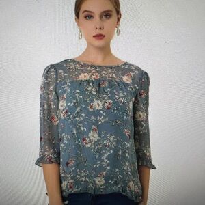 Floral Blue Women's Top